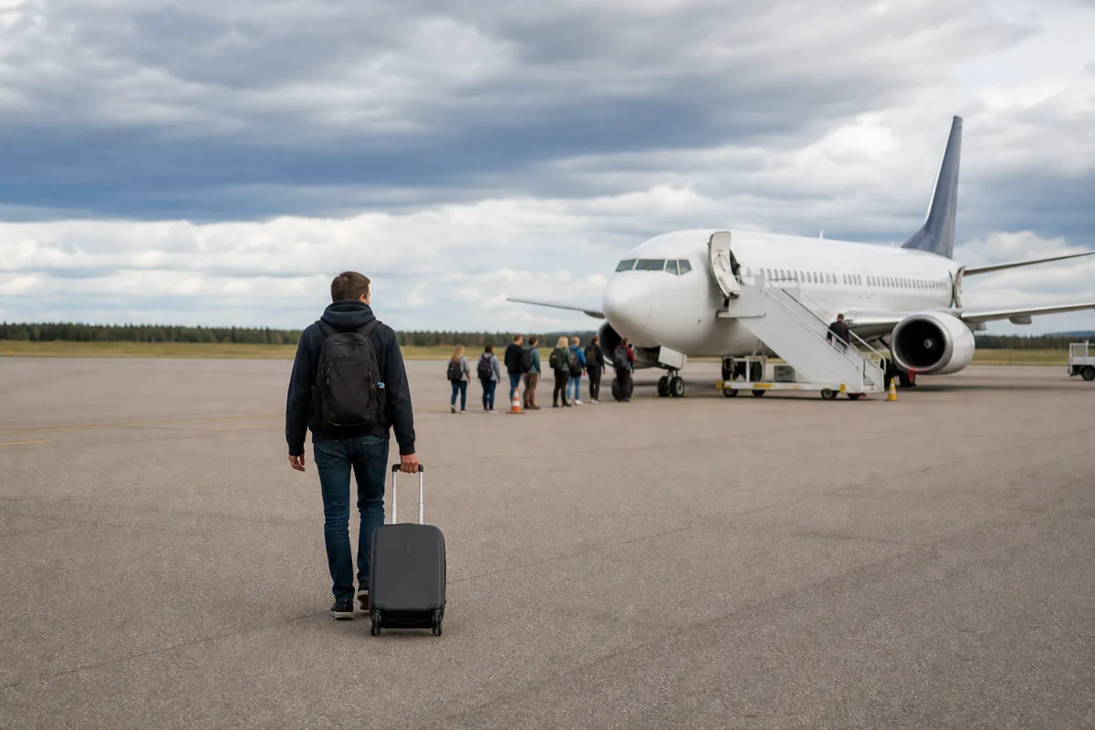 Umeå Airport utsida med flygplan